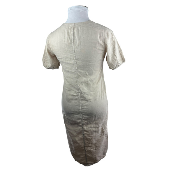 NWT Lou & Grey 100% Linen Dress Midi Maxi SS Tan Beige Button Front Size XXS - Picture 8 of 11